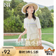 歐莎【勿忘我小衫】清新彩色提花針織衫女夏季新款減齡套頭衫上衣 米白色 XL