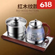 德納森燒水壺  全自動(dòng)底部上水電熱水壺 高硼硅玻璃煮茶壺嵌入式三合一茶臺(tái)一體電水壺?zé)畨?1.2L 紅木紋款