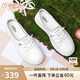 金利來（goldlion）女鞋休閑板鞋圓頭舒適平底耐穿免系帶小白鞋 668220189白杏38