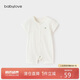 babylove嬰兒連體衣夏季薄款透氣短袖哈衣爬爬服純色睡衣寶寶休閑衣服夏裝