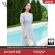 衣香麗影藍色法式方領(lǐng)連衣裙女2025年夏季新款氣質(zhì)萊賽爾天絲裙子 淡藍色 M