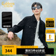 卡賓（CABBEEN）【麂皮絨】老花燒花夾克男2024秋季新款翻領(lǐng)外套潮牌時(shí)尚高級(jí) 煤黑色01 L /175/50