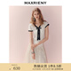 MAXRIENY赫本風(fēng)v領(lǐng)蝴蝶結(jié)套頭針織衫女航海風(fēng)撞色短袖上衣25秋款 米白 M