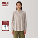 無(wú)印良品（MUJI）女式法蘭絨襯衫領(lǐng)長(zhǎng)袖襯衫女士襯衣外套格子衫女裝春季純棉 米色 XL (165/92A)