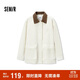 森馬外套女中長(cháng)款寬松翻領(lǐng)刺繡春秋復古燈芯絨夾克109524108005