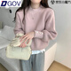 DGOV春秋2025新款韓系漂亮寬松套頭加厚毛衣女內(nèi)搭感長袖針織上衣 粉色 今年流行/漂亮/百搭zt M （95-110斤）