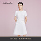 La Koradior簡約通勤2025夏季新款肌理提花釘珠連衣裙女 白色 M
