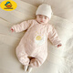 G.DUCKKIDS秋冬季寶寶連體衣嬰兒護(hù)肚棉衣新生兒保暖月子服寶寶夾棉加厚哈衣 肉粉色 棉花糖棉衣 66cm