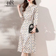 c1otho Rennie輕奢品牌女裝真絲連衣裙女桑蠶絲新款2022法式復(fù)古氣質(zhì)修身顯瘦夏裝波點(diǎn)裙子 米白色 L