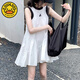 哈羅小黃鴨 HAL.DUCK女童連衣裙夏季2025新款女大童好看裙子初中生夏裝兒童吊帶裙夏 白色 120 cm