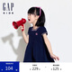GAP女幼童夏季撞色條紋方領(lǐng)針織連衣裙兒童公主風(fēng)洋裝466153