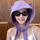 兼彩可愛小惡魔系帶頭巾帽女2025新款遮陽透氣速干包頭綁帶防曬帽子女