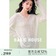 百家好（Basic House）Basic House/百家好韓系連帽蕾絲針織衫春季綿羊毛花邊套頭上衣女 白色 L