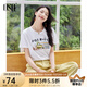 歐莎清新油畫印花短袖T恤女2025夏季新款百搭通勤涼感圓領(lǐng)上衣 白色 XL