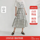 茵曼黑白格鹽縮肌理半身裙夏季女裝不規(guī)則松緊腰a字裙子 黑白格  S
