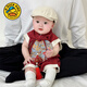 G.DUCKKIDS周歲禮服男寶夏季國(guó)風(fēng)連體衣嬰兒夏天衣服洋氣哈衣寶寶夏裝包屁衣 紅色哈衣 【送胸前配飾】 90cm 100 cm*建議28-32斤左右