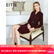 愛特愛（EITIE）秋冬新款商場同款時(shí)尚通勤V領(lǐng)裙子收腰顯瘦百搭連衣裙女6007748 煙粉62 S 155