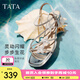 他她（TATA）涼鞋女鞋2025夏季新款法式氣質(zhì)粗跟閃鉆一字帶外穿拖鞋女 銀色 38