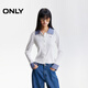 ONLY2025秋季新款襯衫拼接領(lǐng)口設計翻領(lǐng)長(cháng)袖正肩T恤女|125302020 A43奶油白色 S