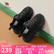 駱駝（CAMEL）老爹鞋女網(wǎng)布皮面拼接雙系帶厚底休閑鞋 L24S283079 黑色 36