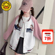 G.DUCKKIDS小黃鴨童裝女童外套春秋2025新款兒童衣服洋氣夾克上衣女孩棒球服 白花灰色 130 建議120-130cm7-8歲