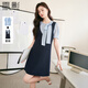 香影鹽系輕熟風(fēng)兩件套女2025春夏新款整套搭配襯衫背帶連衣裙套裝 藏青 M