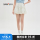 三福半身裙2024夏季碎花防走光內(nèi)襯雙層短裙女裝483825 白底藍(lán)花（蕾絲下擺） 165/68A/M