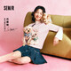 森馬（Semir）代露娃|牛仔半身裙女涼感百褶裙2025夏辣妹A字短裙109325120007