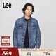 Lee25秋冬新品舒適版翻領(lǐng)數碼印花激光復古深藍色男牛仔夾克外套