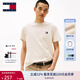 TOMMY JEANS【純色純棉】25新款夏季男裝平紋針織潮流刺繡短袖上衣T恤20322 米白色ACG M （推薦：135-150斤）