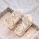 茨語女童涼鞋夏季2025新款兒童公主鞋小女孩水晶鞋夏款軟底女寶寶鞋子 928米色 30 內(nèi)長約18.9cm