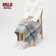 無印良品（MUJI） 羊毛編織 能護(hù)膝的大號(hào)披肩 圍巾圍脖冬季保暖 灰色格紋 60×180cm