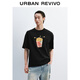 UR夏季新款男裝潮流休閑創(chuàng  )意印花圓領(lǐng)短袖T恤UMV450138 正黑 L
