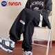 NASA BASE休閑褲男春秋季新款寬松運動(dòng)束腳褲男青年夏季學(xué)生潮牌百搭褲子男 黑色 XL （建議130-150斤）