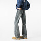 木皓美式微喇牛仔褲男士春夏季新款潮牌百搭水洗寬松高街直筒褲子男款 常規復古藍款 2XL （145-160斤）