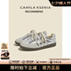 CAMILA KSENIA德訓(xùn)鞋女士2025新款夏季休閑百搭運(yùn)動鞋真皮復(fù)古阿甘板鞋子平底鞋 銀色 【真皮版 平底款】 36
