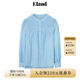 ELAND衣戀襯衫女前襟裥褶泡泡袖寬松純棉透氣上衣夏季新品 淺藍色(51)L/Blue S 160