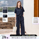 她池時尚套裝2025春夏新款女裝翻領(lǐng)上衣搭寬松闊腿褲兩件套