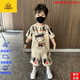 G.DUCKKIDS品牌高檔哪吒男童夏裝套裝2025新款洋帥氣寶寶夏季時髦潮兒童短袖 官方旗艦杏色套裝 均碼 110