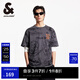 杰克·瓊斯（JACK&JONES）男裝夏季法斗卡通情侶款刺繡滿印純棉寬松短袖T恤男半袖上衣小眾 暗灰色E39 M 175