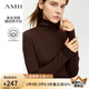 AMII2024冬新款高領(lǐng)純色修身高彈保暖全羊毛衫毛衣女 咖色（高領(lǐng)） M (160)