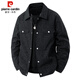 皮爾卡丹（pierre cardin）夾克男春秋季潮牌寬松工裝外套男翻領(lǐng)休閑高級(jí)感衣服 黑色 XL