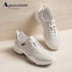 雅格獅丹（Aquascutum）男鞋2025秋季新款牛皮透氣休閑運動鞋厚底耐磨增高鞋子男 白色 41