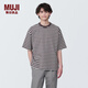 無印良品（MUJI） 男式 水洗 粗棉線 圓領(lǐng) 五分袖T恤 男士打底衫男款短袖 深棕色圖案 XL(180/104A)