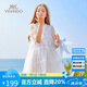 英氏（YEEHOO）女童連衣裙兒童公主裙中大童裝網(wǎng)紗裙仙女海邊裙子夏 白色 130 