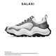 莎萊茜（SALAXI）2025夏季新品厚底增高老爹鞋男網(wǎng)面輕便透氣情侶運動跑步休閑鞋女 銀白色 40 男款