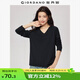 佐丹奴T恤女基礎(chǔ)款舒適內(nèi)搭打底衫純棉純色V領(lǐng)長袖t恤女13322759 09標(biāo)志黑色 L