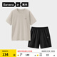 蕉內(nèi)（Bananain）王一博同款305H純棉睡衣男女士100%棉情侶家居服短袖短褲套裝夏季 【短褲款素色-男】茶灰 XL