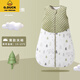 G.duck嬰兒睡袋秋冬薄夾棉寶寶防踢被純棉新生兒防驚跳背心一體式睡袋 綠色方塊熊 L碼