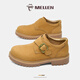名郎（MELLEN）男鞋秋季新款品牌輕奢休閑鞋男士透氣頭層牛皮工裝鞋復古大頭皮鞋 黃棕色 42